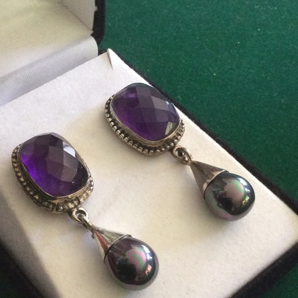 Amazing Genuine Faceted Amethyst Earrings
